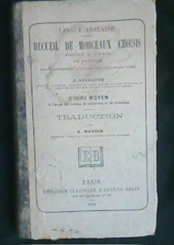 Langue Anglaise, Recueil De Morceaux Choisis (Prose Et Vers), Cours Moyen