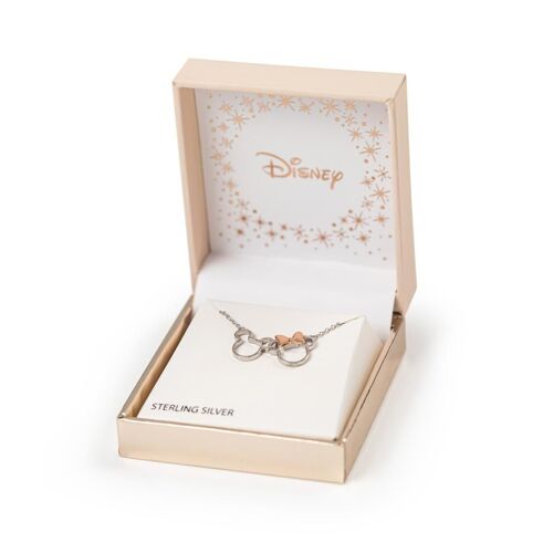 Mickey & Minnie - Collier En Laiton Plaqué Argent & Rose Doré