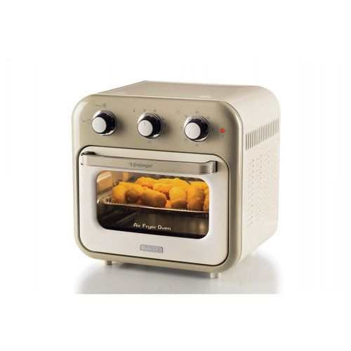 Ariete Vintage 4632 Friggitrice ad aria e forno , 1400W, 2in1, Capacità 16L, Accessori inclusi, Timer 60 minuti, Doppio vetro, Beige