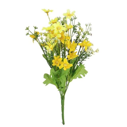 1 bouquet de fleurs artificielles cineraria jaune, faux Bouquet pour décoration de maison/bureau