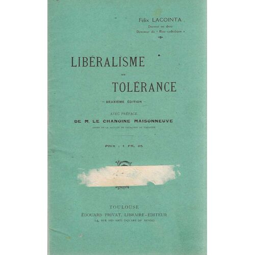 Libéralisme Et Tolérance, 2ème Édition