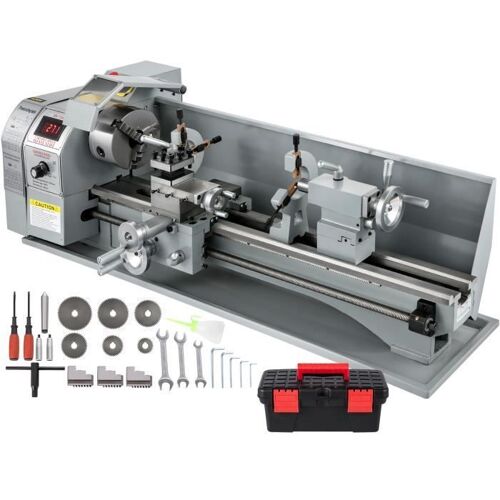 Tour à Métaux VEVOR 750 W - 220x750 mm - Écran LED - Vitesse Variable - Mandrin à 3 Mors - Précision de 0,01 mm