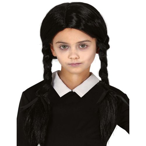 Perruque Noire Avec Couettes Fille