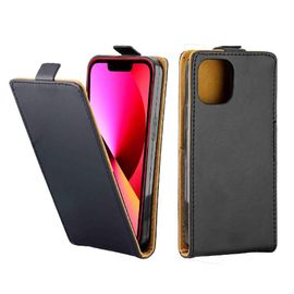 Flip Vertical Étui Pour Iphone 13 Style D'affaires Fente Pour Carte Housse De Protection Cuir Tpu - Noir
