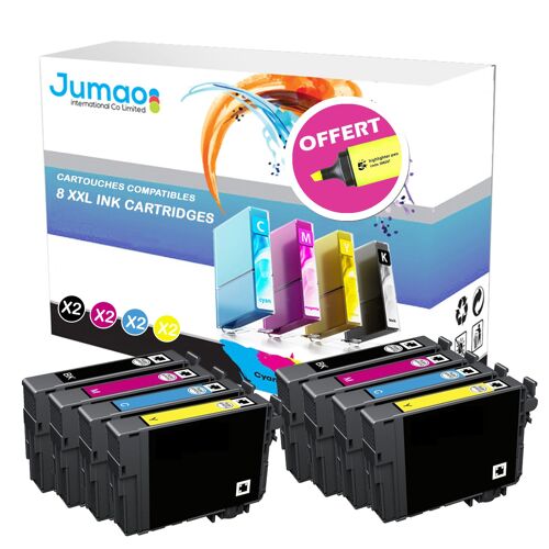 Lot de 8 Cartouches jet d'encre compatibles pour Epson 603 XL - Jumao -