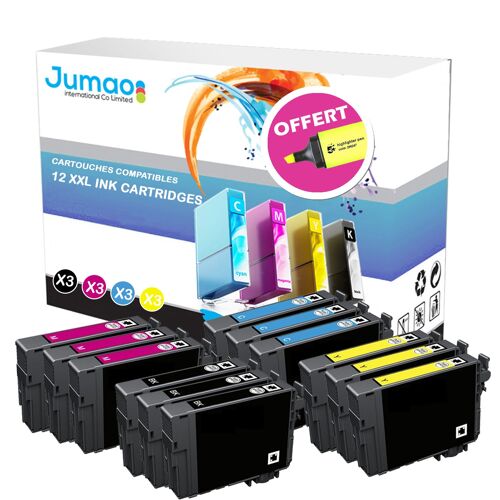 Lot de 12 Cartouches jet d'encre compatibles pour Epson 603 XL - Jumao -