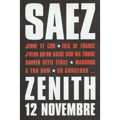 Saez: En Tournée Dans Toute La France Flyer 2003