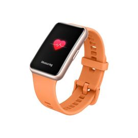 Huawei Watch Fit - Rose or - montre intelligente avec bracelet - silicone - orange cantaloup - taille du poignet : 130-210 mm - affichage 1.64" - 4 Go - Bluetooth - 21 g