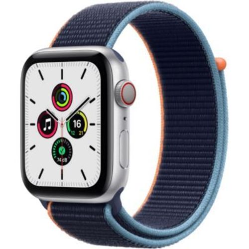 Apple Watch SE (GPS + Cellular) - Boitier 40 mm aluminium argent avec bracelet sport bleu marine