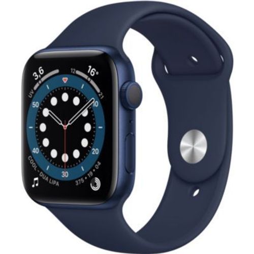 Apple Watch Series 6 (GPS) - Boitier 44 mm aluminium bleu avec bracelet sport bleu marine