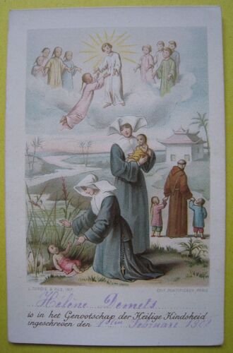 Hélène Desmets. Fevrier 1908. Baptême / Doop. Inscrit Dans La Sainte Enfance / Ingeschreven In De Heilige Kindertijd. Image Pieuse