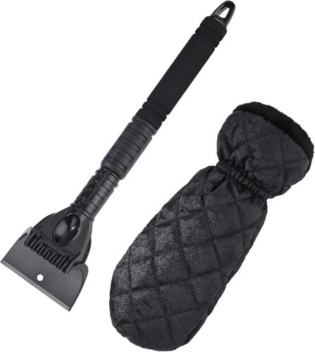 Grattoir À Glace Pour Voiture Grattoir À Neige Avec Gant Doublure En Polaire Chaud Pour Pare Brise De Voiture Suv Camion
