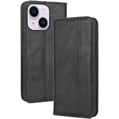 Coque Pour Smartphone, Compatible With Iphone 15 (6.1"" Inches) Etui Housse, Etui De Telephone En Cuir Avec Fente Pour Carte Texturee Elegante.Le Noir