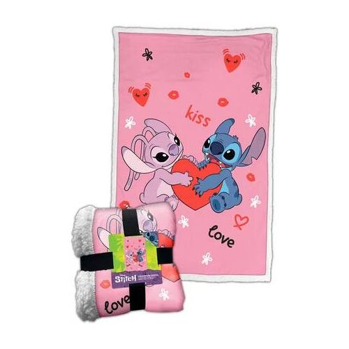 Homadict Plaid Sherpa 100x150 Cm Stitch Love Kiss Pink