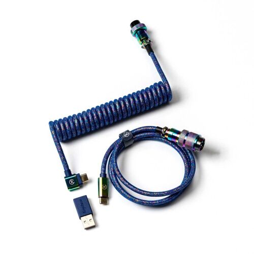 Câble spiralé aviateur Keychron Premium - Plaqué arc-en-ciel bleu