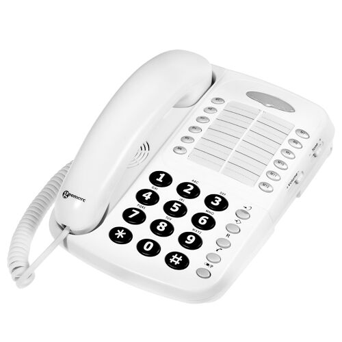 Téléphone Fixe Senior Bureau Amplifié 30dB Sonnerie Forte Réglable Geemarc Blanc