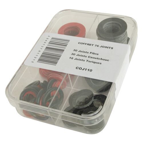 Coffret de 76 joints - joints torique - joints fibre - joints caoutchouc
