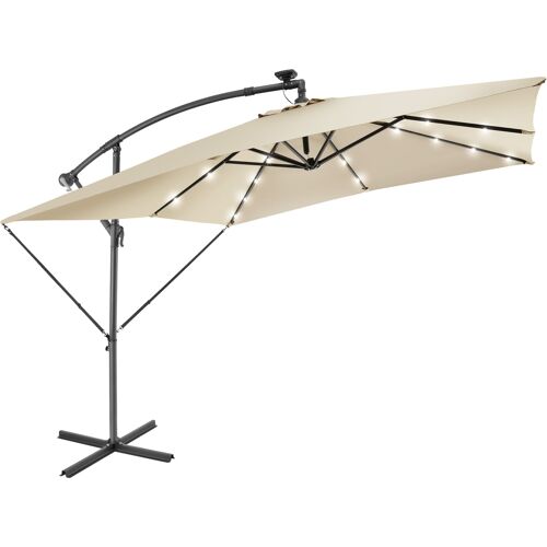 Parasol 2,5m X 2,5m Éclairage Led Solaire Mécanisme Fluide Beige