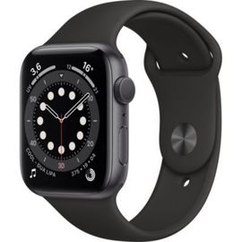 Apple Watch Series 6 (GPS) - Boitier 44 mm aluminium gris avec bracelet sport noir