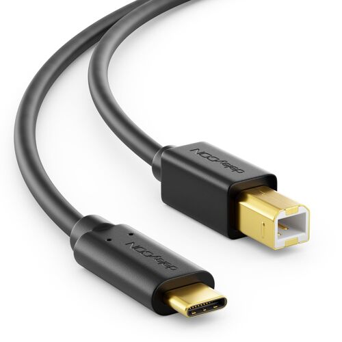 2m Câble USB 2.0 Mâle Type C vers USB B Câble de Données Câble D'imprimante Compatible avec Apple Huawei Samsung Dell Lenovo iMac PC Laptop Imprimante Disque dur Externe Scanner Noir