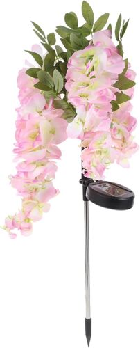 Lampe Solaire D'extérieur En Forme De Fleur De Glycine, Lumière Solaire D'extérieur, Lumière De Jardin, Canal Solaire, Décoration De Pelouse, Poteau En Acier Inoxydable Rose, Prise De Terre Led