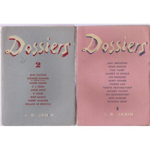 Dossiers, N° 1 & Dossiers N° 2, Tout Paru. Contient Entre Autres : De La Frivolité, Par J. Cocteau (8 Pages). La Poésie, Objet De Civilisation , Par Roger Lannes (18 Pages). A Propos Des...