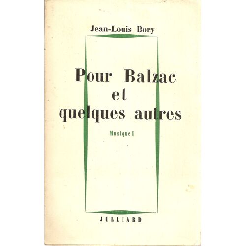 Pour Balzac Et Quelques Autres. Musique I