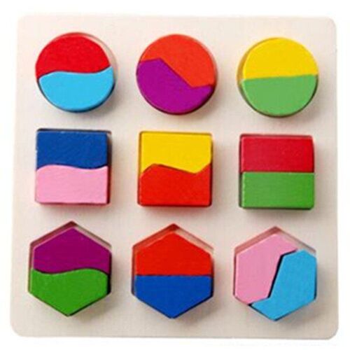 Jouets Éducatifs En Bois Pour Enfants, Puzzle 3d Coloré, Formes Géométriques Assorties