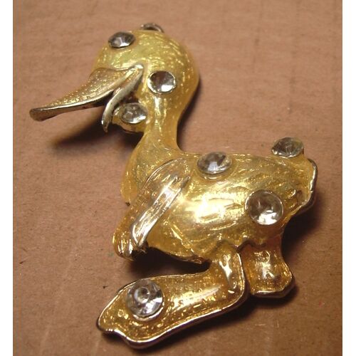 Médaille / Pendentif / Breloque Pour Collier Ou Autre " Canard Doré Et Perles
