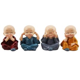 4 pièce Mignon Moine Figurines Petite Statue De Résine, Sage Kung Fu Bouddha Créatif Artisanat Ornement comme À La Maison, Bureau Voiture Affichage Intérieur Décoration Décor Poupées Jouet Cadeau