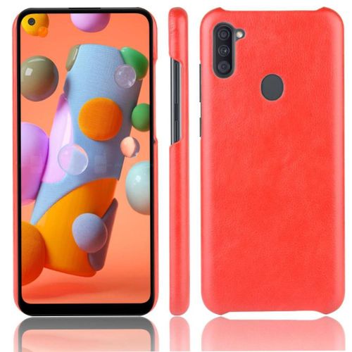 Rétro Étui Pour Samsung Galaxy M11 Housse De Protection Anti Éraflure Rétro Modèle De Litchi Compatibilité - Rouge