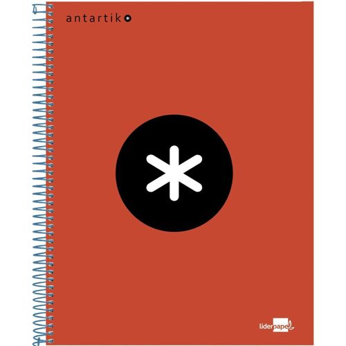 Antartik Cahier Spirale A5 240p 100g Couverture Rembordée Quadrillage 5mm 6 Trous Coil-Lock - Rouge