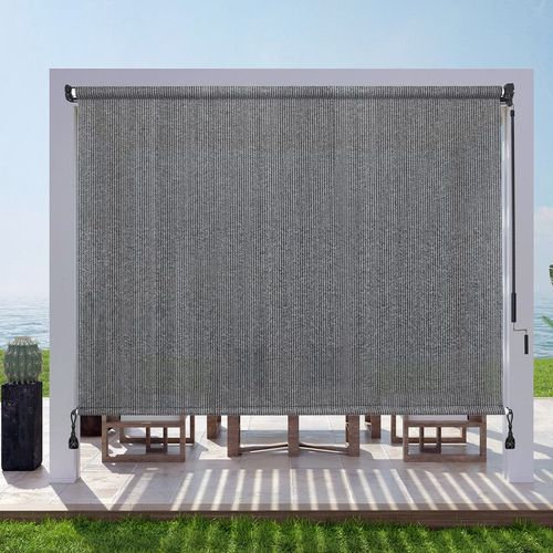 Store Enrouleur Extérieur 150x240cm en HDPE, Bloque 90% des UV, Protection Solaire et Vent, Intimité Renforcée pour Terrasse, Balcon, Jardin
