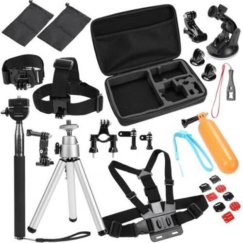 packe accessoire caméra gopro 30 en 1 tête élastique réglable poitrine Mont Strap poignet sangle ventouse monopode trépied pour be88