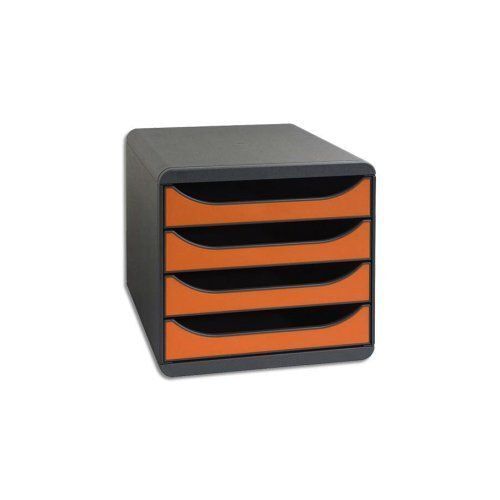 Multiform - Big Box - Module De Classement - 4 Tiroirs - Gris/Tangerine