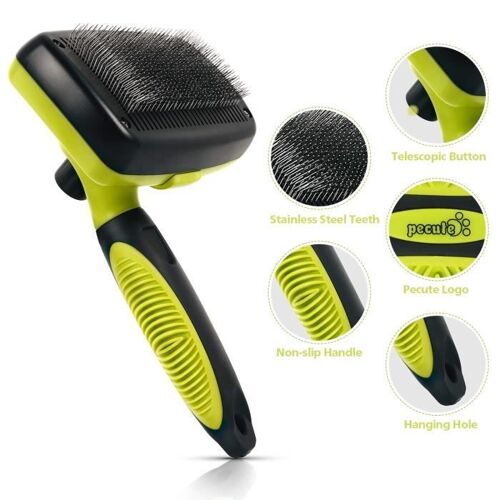 Brosse Chien Et Chat, Brosse Peigne De Toilettage Rétractable Pour Les Animaux, Enlèvement Efficace Autonettoyante Jusqu'à 95%