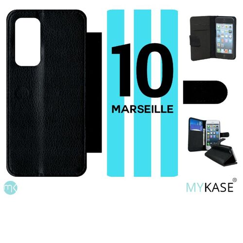 Etui À Rabat Huawei P40 - Equipe Maillot Marseille - Simili-Cuir - Noir