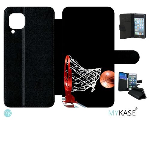 Etui À Rabat Huawei P40 Lite - Basket Ball Dark - Simili-Cuir - Noir