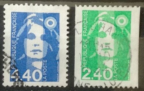 Marianne Du Bicentenaire / Briat 4,40 Bleu (N° 2822) + Marianne Du Bicentenaire / Briat 2,40 Vert De Roulette (N° 2823) Obl - France Année 1993 - Brn83 - N32984
