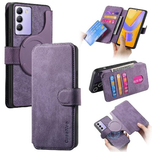 Flip Étui Pour Vivo V40 Se Matériau De Blindage Magnétique Rétro Support De Carte Portefeuille - Violet