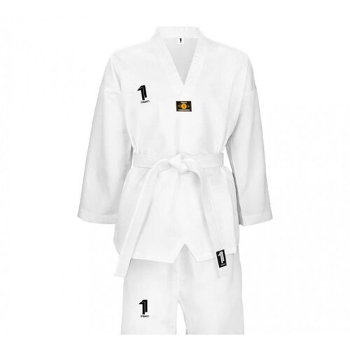 1fight1, Dobok Taekwondo Brodé Club Taille 100 Cm, Col Blanc, Taille 100 Cm