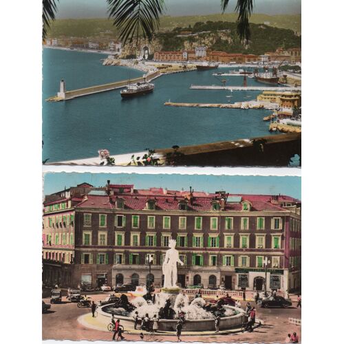 06 Nice - Lot De 2 Cartes : 1)Le Port Et Le Courrier De Corse -2) La Fontaine Du Soleil