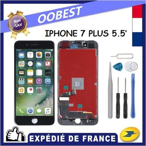 Ecran Pour Iphone 7 Plus Noir Vitre Tactile + Lcd Sur Chassis + Outils