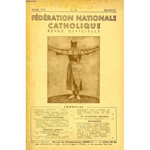 Federation Nationale Catholique, Bulletin Officiel, Credo, N° 78, Mars 1932