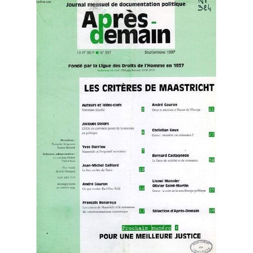 Apres-Demain, N° 397, Sept. 1997, Journal Mensuel De Documentation Politique