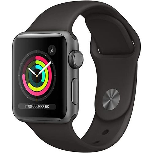 Apple Watch Series 3 (GPS) - Boitier 38 mm gris en aluminium - Bracelet noir 130-200 mm - 8 Go - Wi-Fi, Bluetooth - 26.7 g