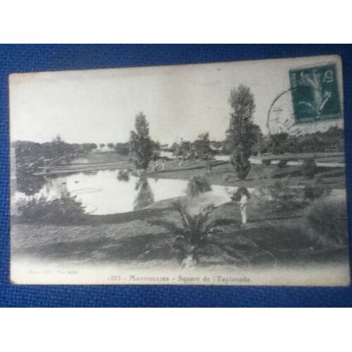 1883- Montpellier - Square De L'esplanade- Carte Écrite En 1908. Timbre Côté Vue