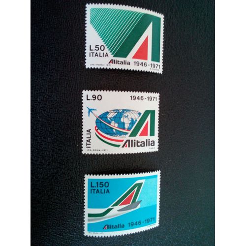 Timbre Italie Yt 1080 A 1082 Séries: 25e Anniversaire D'alitalia 1971 ( 030904 )