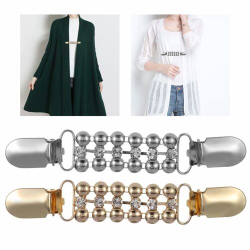 2pcs Femmes Cardigan Pull Blouse Broche Châle Broche Clips Col De Chemise Rétro Canard Pince Hiver Écharpe Fermoirs Breloques Accessoire