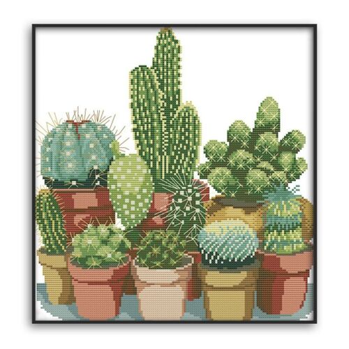 Cactus Modèles Compté Point De Croix 11ct Imprimé Point De Croix Ensembles Broderie Couture